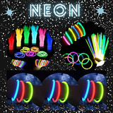 Kit 100 Pulseira Neon Adereços Balada Fluorescente Festa Led