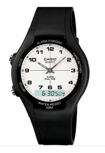 Reloj Casio Modelo Aw 90 Caratula Blanca Con Números