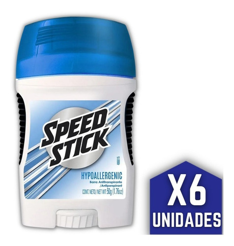 Desodorante En Barra Speed Stick Hipoalergénico 50g Pack X6