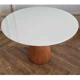 Mesa De Jantar Modelo Cone Tampo 110cm Diam Laca Com Vidro