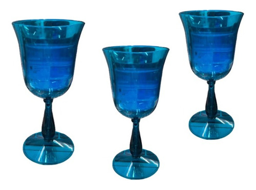 Copa X Unidad Para Vino Azul Traslucido Plastica