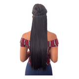 Cabelo Liso Orgânico Aplique Magico Fio Invisivel Tiara 70cm