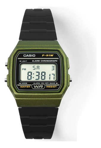 Reloj Casio Hombre Mujer Digital F-91wm-3a Verde Vintage