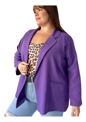 Saco Blazer Crep Mujer Talles Especiales Plus Size Tendencia