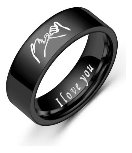 Anillos Parejas Novios Negro I Love You Compromiso Amor