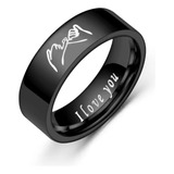 Anillos Parejas Novios Negro I Love You Compromiso Amor