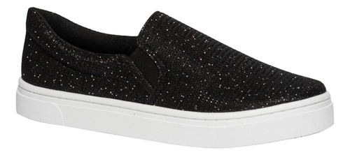 Tênis Feminino Casual Slip On Brilho Confortável Calce Fácil