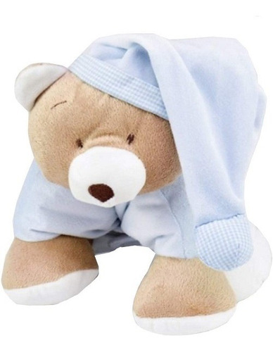 Almofada Urso Pelúcia 30cm Travesseiro Bebê Azul Cor Azul Bebe