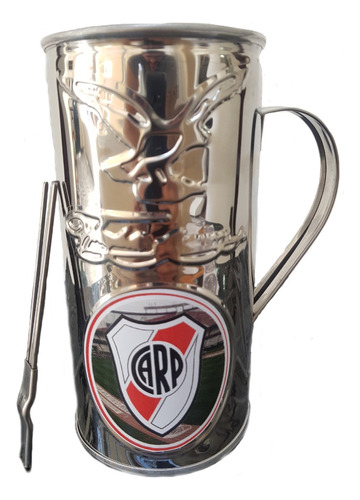 Vaso Guira Guiro Metal Con Raspador River Plate Vaso Fernet