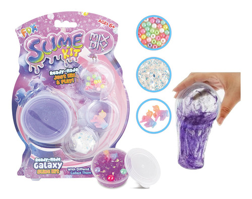 Slime Glitter Mostacillas Lentejuelas Figuras Made 6 Modelos Color Violeta Unicornio