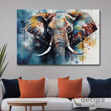 Cuadro Elefante Colores Canvas Elegante Sala Animal 24 60x40