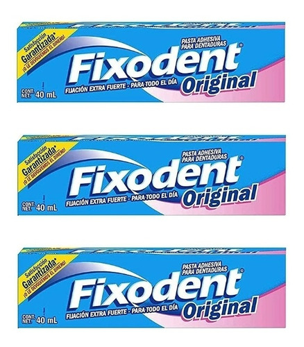 Adhesivo Dental Fixodent Cream Original 3 X 40ml Importado