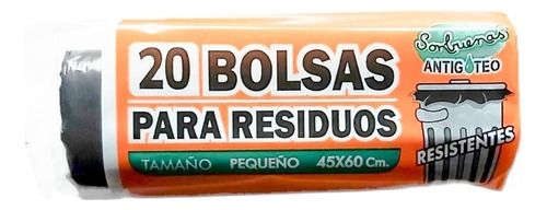 Bolsas Residuos 45x60 Antigoteo Rollo Resistentes Pack 20u