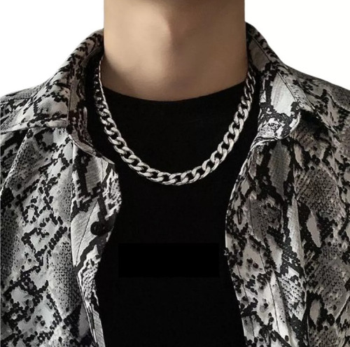 Cadena Hombre Cubana Plateada Acero Inox Collar Elegante 9mm