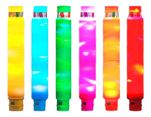 Set X6 Tubos Pitillos Pop Luces Fidget Sensorial Armable Jug