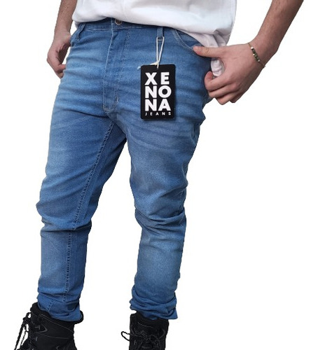 Pantalon De Hombre De Jeans Chupin Elastizado 