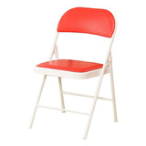 Silla Plegable Acojinada Para Oficina Home Office Extriores Color Rojo Material Del Tapizado Cuero Sintético