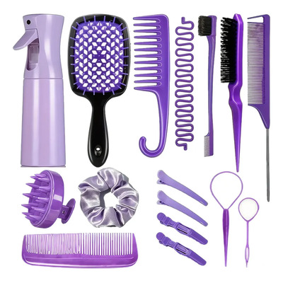 set de cepillos 16 Regadera Pinzas De Cabell Set Peines Cepillos para cabello rizado liso silicona suave cepillo desenredante antifrizz peine pequeño y grande Abigale | MercadoLibre