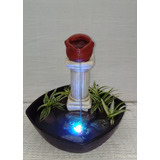 Fuente De Agua Feng Shui Columna Con Tinaja  Con Luz Led