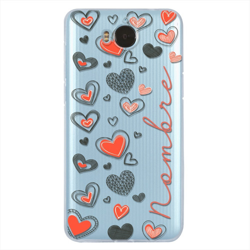 Funda Huawei Antigolpes Corazones Personalizada Con Nombres