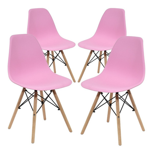 Set De 4 Sillas Eames Modernas Minimalistas Comedor Colores