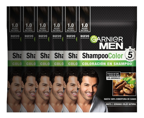 Tinte Shampoo Color Garnier Men Coloración 20 Ml C/u X6