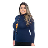 Camiseta Gola Alta Manga Longa Modelagem Premium Plus Size