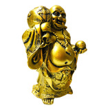 Buda Da Sorte Riqueza Dourada Estatua Da Prosperidade Resina