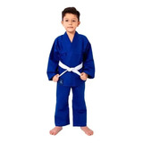 Kimono Jiu Jitsu Judô Combate Infantil Azul Com Faixa Torah