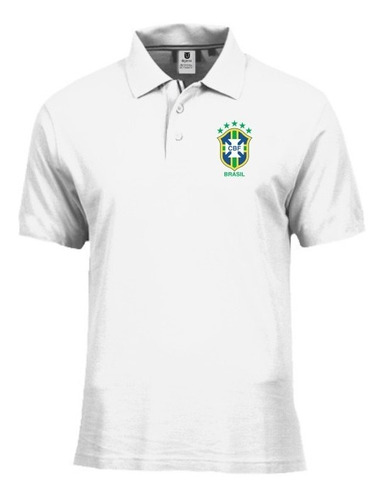 Seleção Camiseta Gola Polo Bordado Malha Piquet Brasil