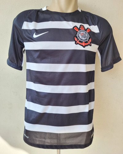 Camisa Corinthians Masculina Preta Listrada Away 2015 2016