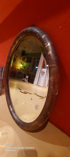 Espejo Ovalado Marco Con Dorado A La Hoja