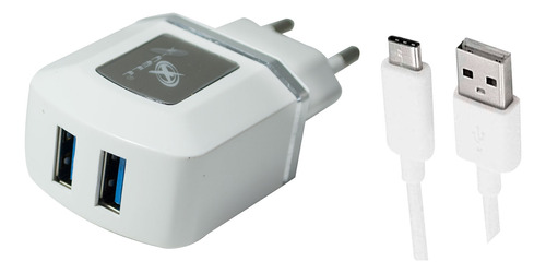 Carregador Turbo 2 Usb Ultra Rápido 4a 20w + Cabo Usb-c 3a