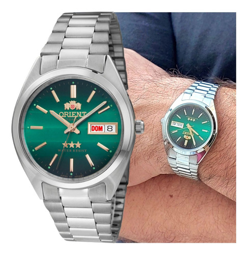 Relógio Masculino Automático Orient Verde 469wa3f 3 Estrelas