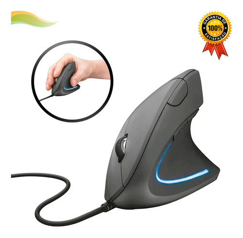 Mouse Vertical Ergonômico Luz Led Rgb 6 Botões