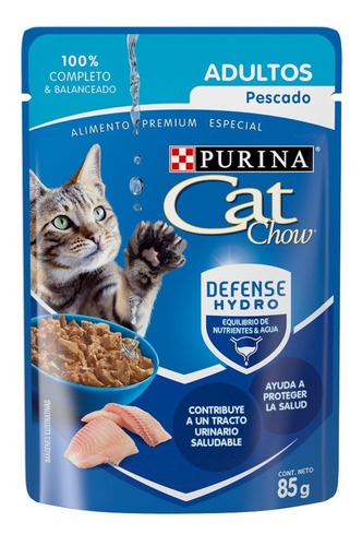 Alimento Cat Chow Gato Adulto Sabor Pescado 12 Sobres X 85g