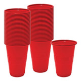 Vasos De Plástico Desechables Resistentes De Color Rojo - 16