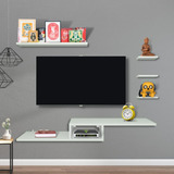 Rack Tv Kit Com 5 Prateleiras/nichos Para Sala E Quarto Mdf