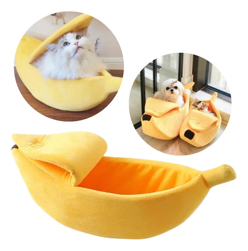 Cama Para Gato Banana Pelúcia Macia Conforto Linda Pet Top