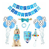 Kit Con 17 Piezas Azul Para Perro Para Su Cumpleaños