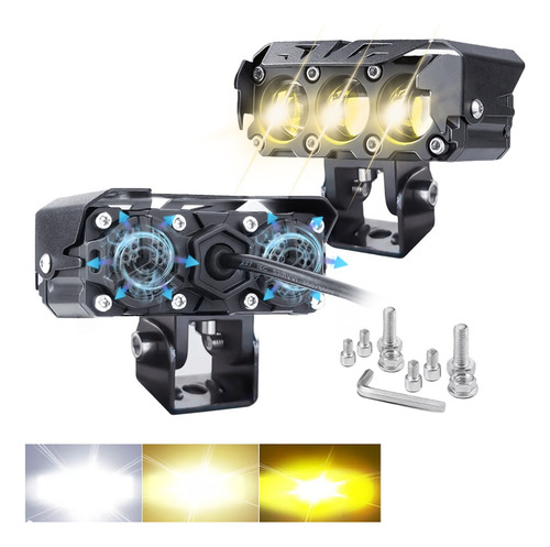 Par Faros Auxiliares Leds Luces Moto Bicolor Con Ventilador