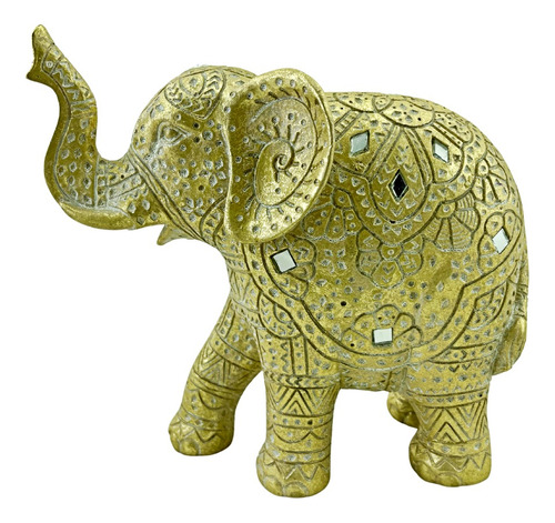 Figura Elefante Chica 20cm Interior Espejo Resina Deco Zn Ct
