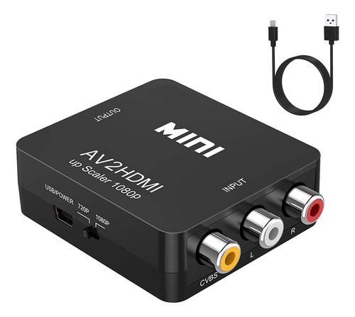 Convertidor Rca A Hdmi, Mini Caja De Adaptador De Video Comp