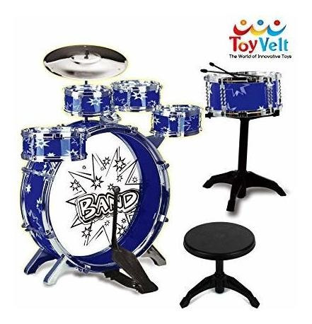 12 Piece Kids Jazz Drum Set  6 Drums, Cymbal, Chair, Kick P