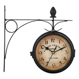 Reloj Antiguo De Metal Exterior De Doble Cara, De Pared, Dis