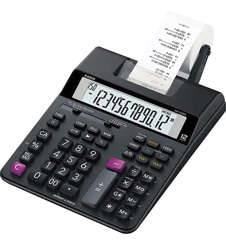 Calculadora Casio Hr-200rc, Con Impresión, 12 Dígitos, Negro