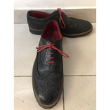 Zapatos Oxford De Cuero Marca El Burgués N° 42 Negro Y Bordo
