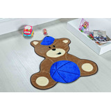 Tapete Pelúcia Infantil Urso Bola Azul Royal Menino Bebê