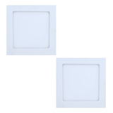 Kit 2 Painel Plafon Led 9w Quadrado Slim 15x15 Branco Frio