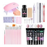 41pcs Polygel Kit Uñas Uv Lámpara Led Para Poli Gel Set